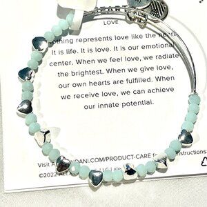 ALEX AND ANI HEART BEADED BANGLE, BLUE, SILVER